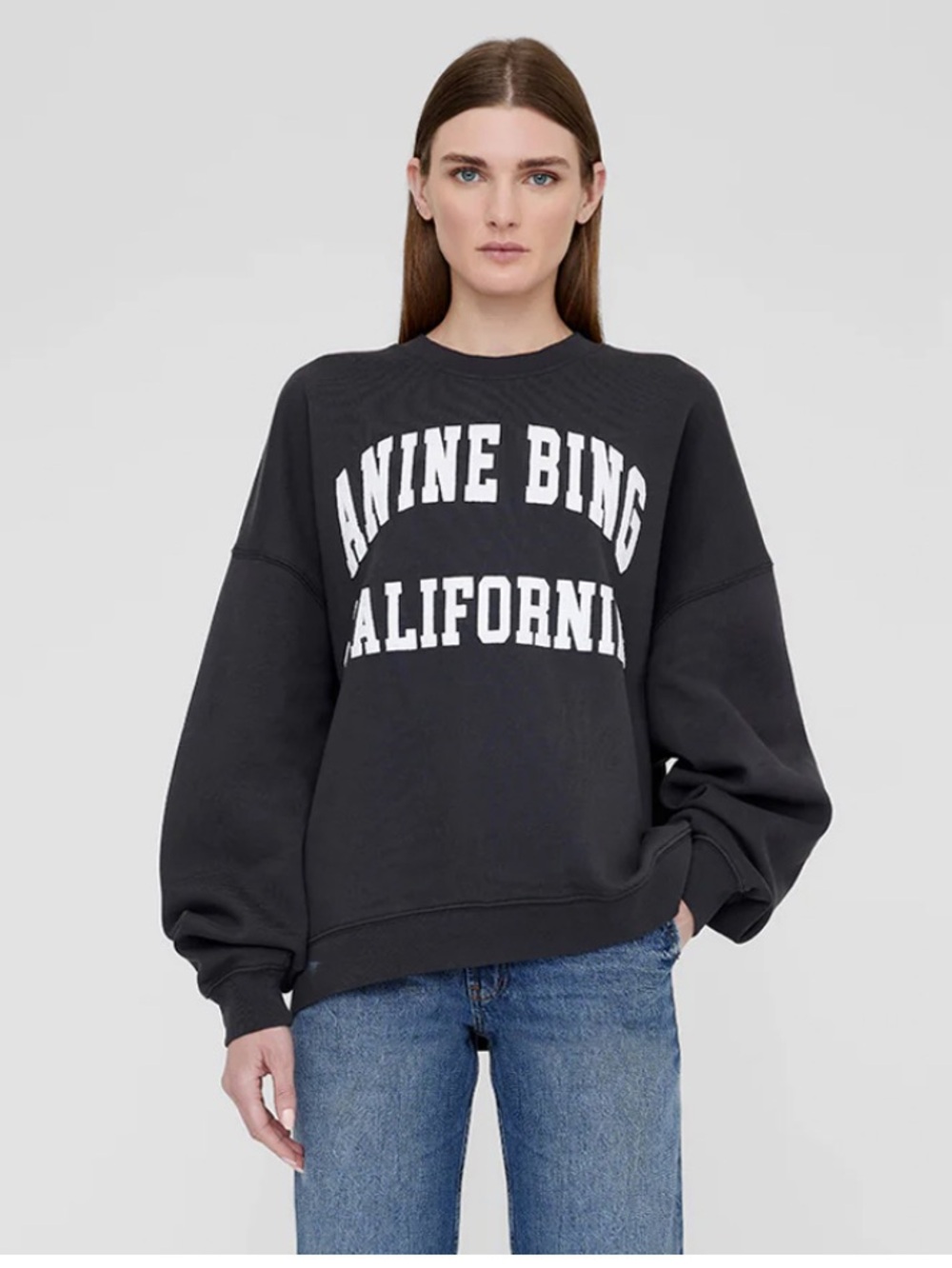 Anine Bing california grey Sweatshirt White patchwork Logo casual athleisure